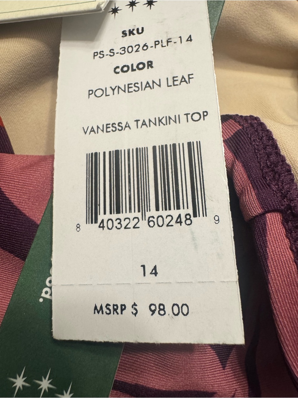 Hermoza two piece swimsuit Polynesian leaf print brand new with tags only tried - Picture 4 of 16